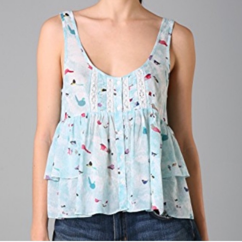 Free People Grey Birds Tank